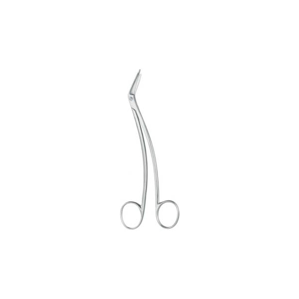 DURA SCISSORS, SCHMIDEN-TAYLOR, 16.5 CM — ножницы хирургические, по SCHMIEDEN, для твердой мозговой оболочки, изогнутые, с пуговкой, 16,5 см