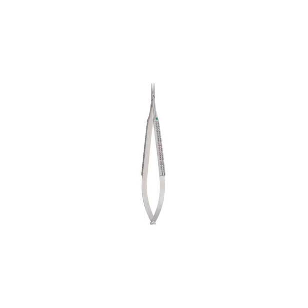 Micro Needleh., cvd., w lock, 14,5 cm — микроиглодержатель, изогнутый, алмазное напыление, с замком, плоские ручки, 14,5 см