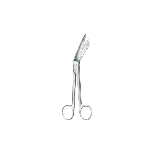 BANDAGE SCISSORS, LISTER, 18.5 CM — ножницы хирургические, по LISTER, для перевязочного материала, изогнутые, с пуговкой, 18,5 см